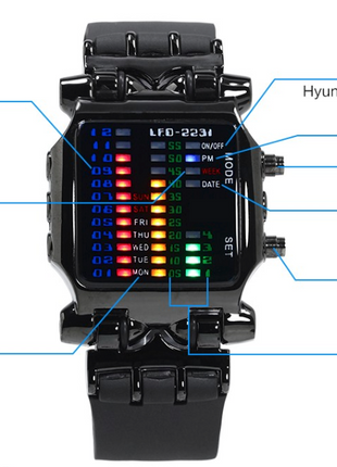 Luxury Men's Watch LED Sports Date Digital Bracelet Waterproof Quartz Puce Gaia