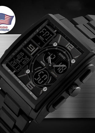 Chronograph Men's Digital Army Military Sport Quartz Analog Waterproof Puce Gaia
