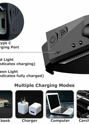COB LED Headlamp USB Rechargeable Headlight Torch Work Light Bar Head Puce Gaia