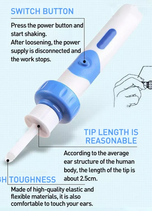 Safety Electric Cordless Vacuum Ear Cleaner Wax Remover Painless Puce Gaia