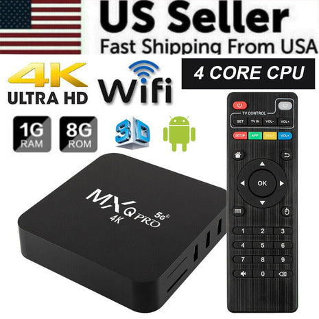MXQ Pro 4K Ultra HD 64Bit Wifi Android 7.1 Quad Core Smart TV Box Puce Gaia