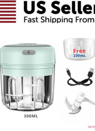 Electric 300ML Garlic Press Chopper Chili Onion Fruits Meat Mincer Puce Gaia