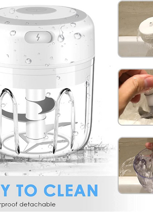 Electric 300ML Garlic Press Chopper Chili Onion Fruits Meat Mincer Puce Gaia