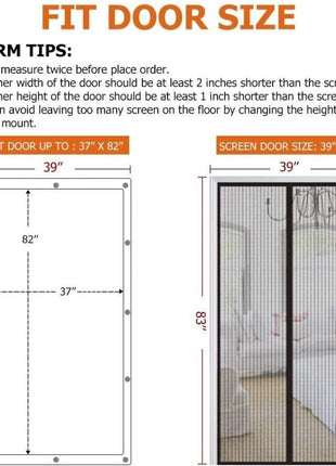 Magnetic Screen Door Mesh Curtain Durable Heavy Duty Mosquito Net Bug Puce Gaia