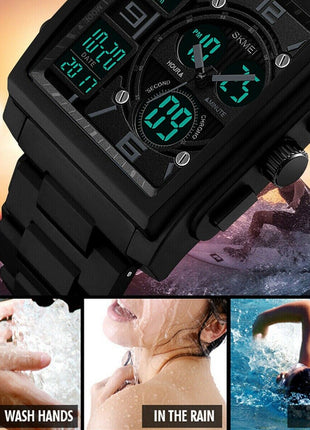 Chronograph Men's Digital Army Military Sport Quartz Analog Waterproof Puce Gaia