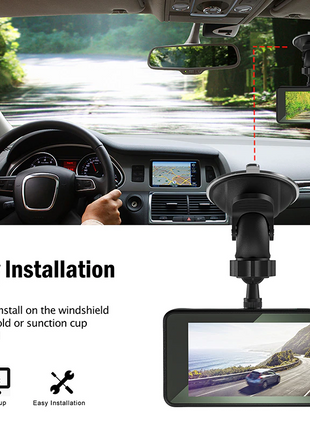 Touch Screen Dash Cam 4" 1080P Dual Lens Car DVR Recorder Front And Puce Gaia