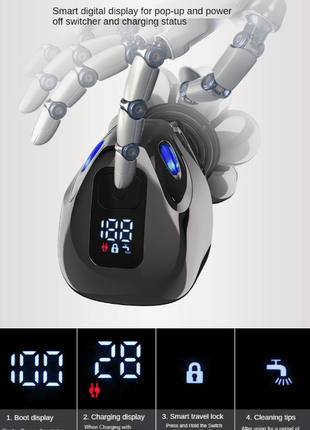 7D Cordless Shaver Hair Trimmer Men’s 5-In-1 Electric Head Shaver Puce Gaia