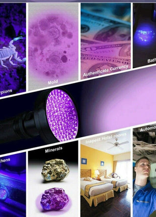 UV Ultraviolet Light 100 LED Flashlight BlackLight 395nM Inspection Puce Gaia