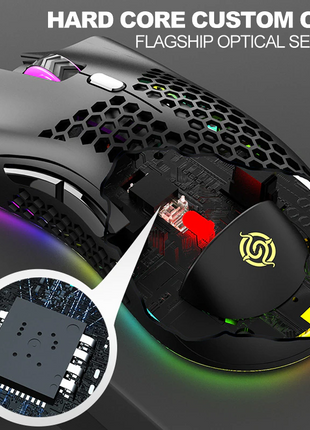 Wireless Mouse Gaming Rechargeable Optical Mouse Cordless 7 Color LED Puce Gaia