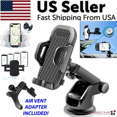 360° Universal Mount Holder Car Stand Windshield For Mobile Cell Phone Puce Gaia
