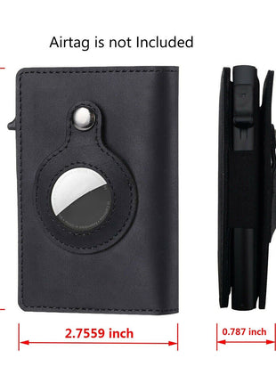 For Airtag Wallet Case Genuine Leather Credit Card Holder Magnetic Air Puce Gaia