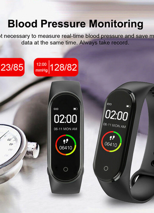 M4 Smart Watch Band Blood Pressure Bracelet Wristband Fitness Tracker Puce Gaia