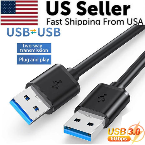 USB 3.0 A Male to A Male Cable Data Transfer Super Speed Power Charger Puce Gaia