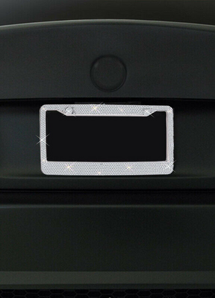 2PCS Bling License Plate Frame Glitter Crystal Sparkling Rhinestone Puce Gaia
