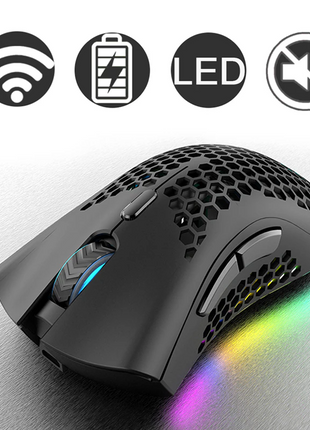 Wireless Mouse Gaming Rechargeable Optical Mouse Cordless 7 Color LED Puce Gaia
