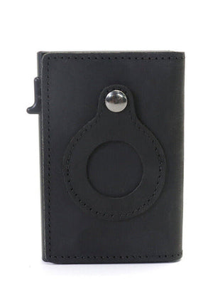 For Airtag Wallet Case Genuine Leather Credit Card Holder Magnetic Air Puce Gaia