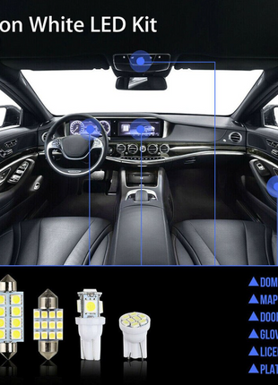 14Pcs T10 36mm LED Interior Car Accessories Kit Map Dome License Plate Puce Gaia