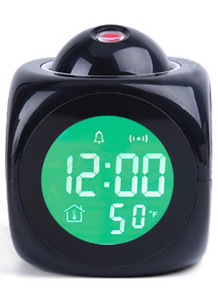 LED Projection Alarm Clock Digital LCD Display Voice Talking Weather Puce Gaia