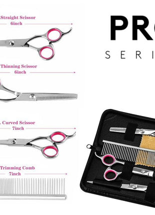 Pet Dog Grooming Scissors Stainless Straight Curved Thinning Shears Puce Gaia