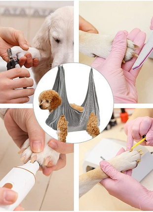Portable Pet Dog Cat Grooming Hanging Hammock Harness Breathable Groom Puce Gaia