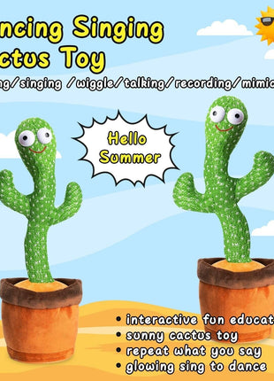 Dancing Cactus Plush Toy Doll Electronic Recording Shake With Song Puce Gaia