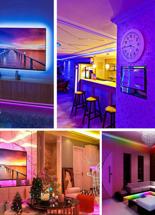 32FT LED SMD Strip Light Flexible 3528 RGB Remote Fairy Lights Room TV Puce Gaia