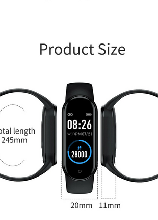 M4 Smart Watch Band Blood Pressure Bracelet Wristband Fitness Tracker Puce Gaia