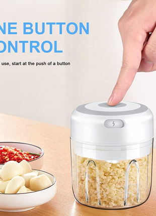 Electric 300ML Garlic Press Chopper Chili Onion Fruits Meat Mincer Puce Gaia