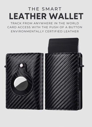 For Airtag Wallet Case Genuine Leather Credit Card Holder Magnetic Air Puce Gaia