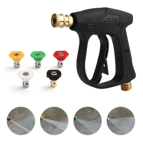 1/4" High Pressure Washer Gun 4000 PSI Car Wash Foam Spray Short Wand Puce Gaia