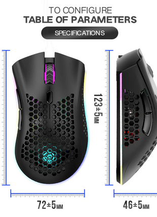 Wireless Mouse Gaming Rechargeable Optical Mouse Cordless 7 Color LED Puce Gaia