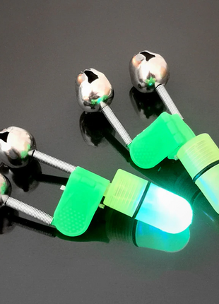 10/40 PC LED Night Fishing Bite Bait Alarm 2 Bells Light Rod Tip Clip Puce Gaia