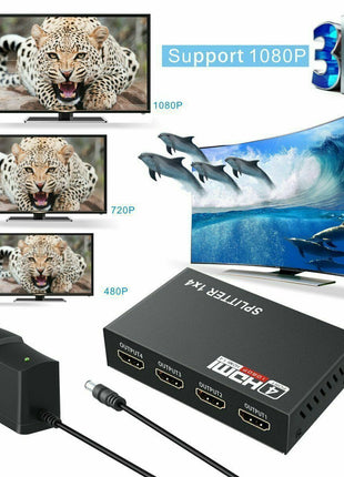 4 Port HDMI 4K Hub Multi Splitter & Amplifier For 3D HDTV 1080P 1X4 1 Puce Gaia
