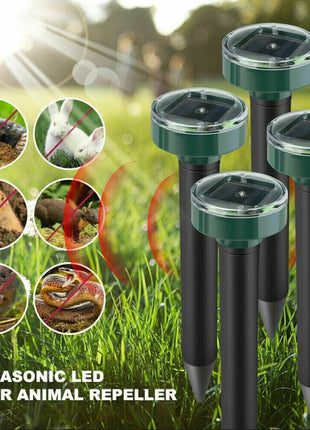 Solar Power Animal Repeller Ultrasonic Mole Pest Cat Mice Rodent Puce Gaia