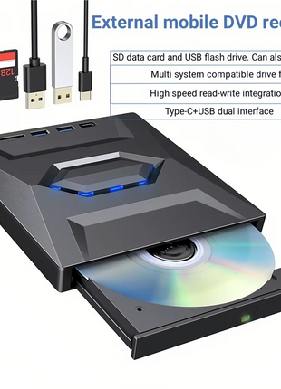 External CD DVD Drive USB 3.0 Writer Burner Player for PC Laptop Puce Gaia