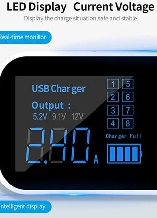 Multi USB 8-Port Fast Desktop Hub Wall Charger Charging Station Quick Puce Gaia