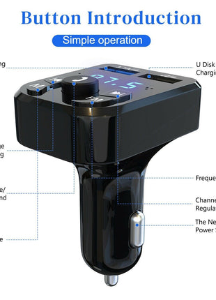 Wireless Car Bluetooth FM Transmitter MP3 Audio USB Charger Adapter Puce Gaia