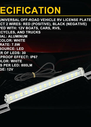 Universal License Plate LED Back Up Light for Car SUV Truck RV 6000K Puce Gaia