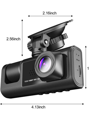 Car Dual Lens Dash Cam HD 1080P Front/Rear/Inside Video Recorder Puce Gaia