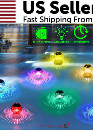 Outdoor Solar LED Floating Light Garden Pond Pool Lamp Rotating RGB Puce Gaia