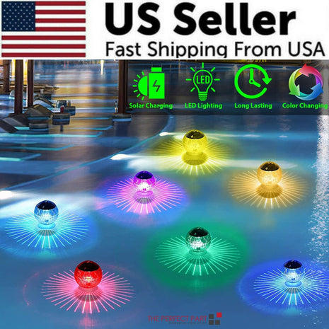 Outdoor Solar LED Floating Light Garden Pond Pool Lamp Rotating RGB Puce Gaia