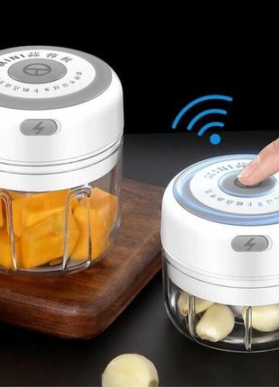 Electric 300ML Garlic Press Chopper Chili Onion Fruits Meat Mincer Puce Gaia