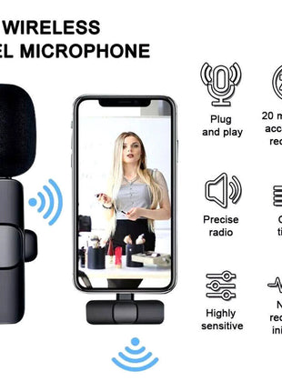 Lavalier Microphone Wireless Audio Video Recording Mini Mic For Puce Gaia