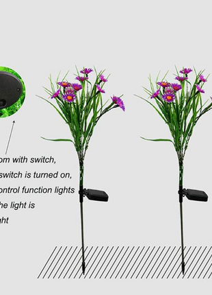 Solar Garden Lights LED Flower Stake Lamp Outdoor Yard Waterproof Puce Gaia