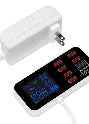 Multi USB 8-Port Fast Desktop Hub Wall Charger Charging Station Quick Puce Gaia
