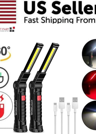 Rechargeable LED COB Work Light Mechanic Flashlight Lamp Magnetic Base Puce Gaia