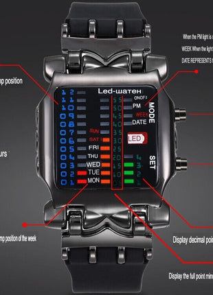 Luxury Men's Watch LED Sports Date Digital Bracelet Waterproof Quartz Puce Gaia