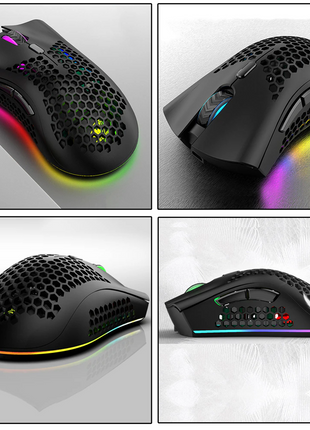 Wireless Mouse Gaming Rechargeable Optical Mouse Cordless 7 Color LED Puce Gaia