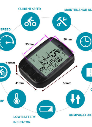 Bike Bicycle Speedometer Cycle Digital Odometer Computer Waterproof Puce Gaia