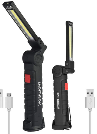 Rechargeable LED COB Work Light Mechanic Flashlight Lamp Magnetic Base Puce Gaia